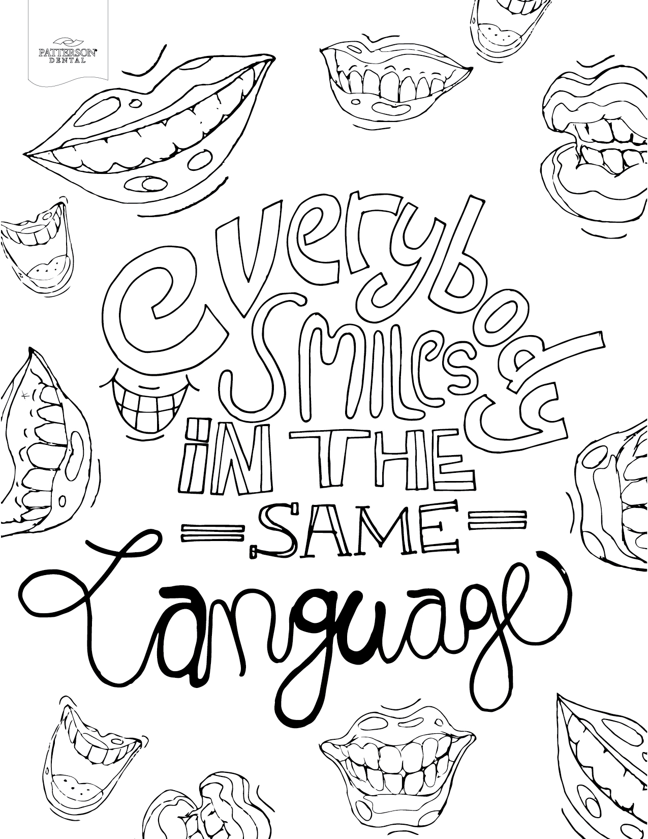 Everybody Smiles in the Same Language Coloring Page