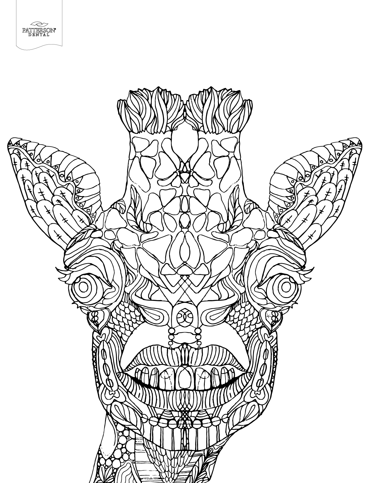 coloring giraffe adult printable animal advanced adults toothy colouring sheets books radiology cusp offthecusp dental template patterson version everfreecoloring templates