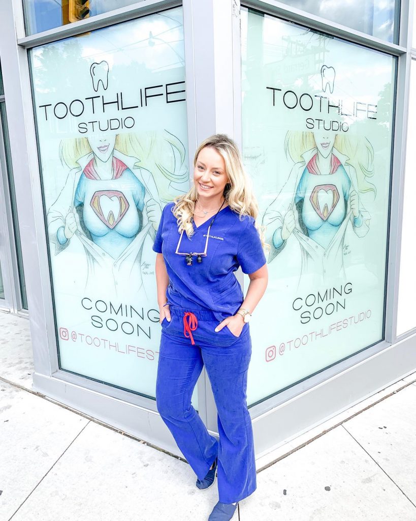 Irene Iancu stands outside the new Toothlife Studio in Toronto.