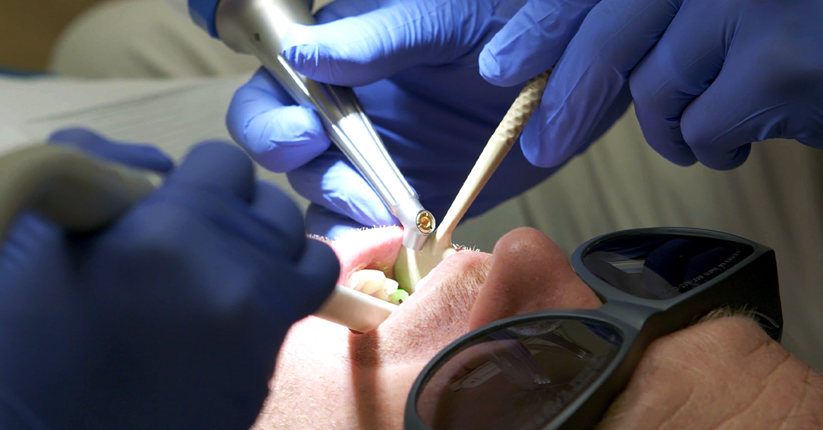 The Solea all-tissue dental laser in use on a patient.